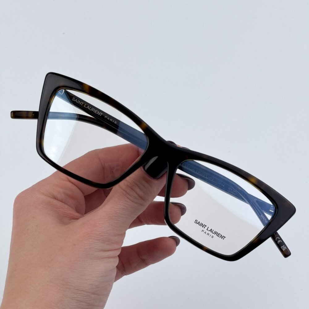 Saint Laurent SL737 MICA THIN OPT 002 BRAND NEW Eyeglasses Dark Havana Cat Eye U - Picture 2 of 12
